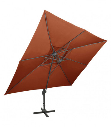 vidaXL Cantilever Umbrella with Double Top Terracotta 400x300 cm