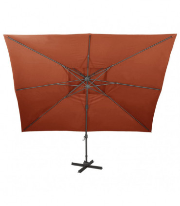 vidaXL Cantilever Umbrella with Double Top Terracotta 400x300 cm