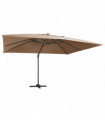 vidaXL Cantilever Umbrella with LED Lights and Aluminium Pole 400x300 cm Taupe