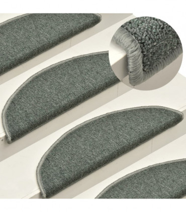 vidaXL Carpet Stair Treads 15 pcs Dark Green 56x17x3 cm