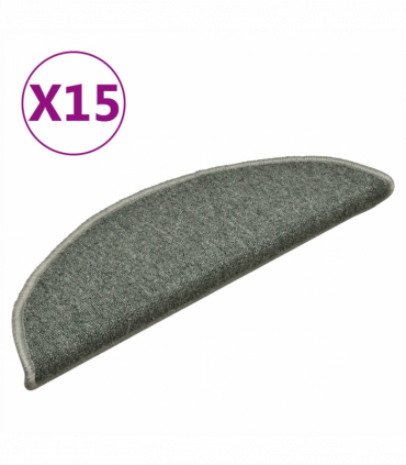 vidaXL Carpet Stair Treads 15 pcs Dark Green 56x17x3 cm