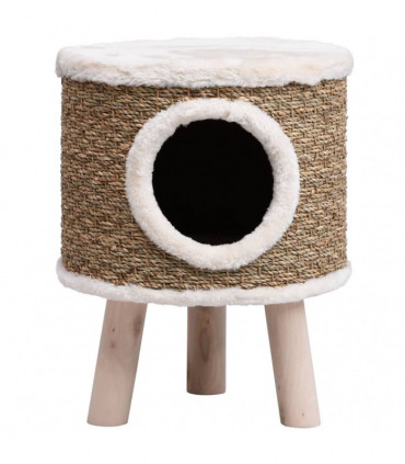 vidaXL Cat House with Wooden Legs 41 cm Seagrass
