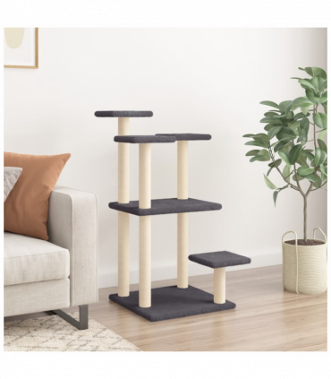 vidaXL Cat Scratching Posts with Platforms Dark Grey 98.5 cm