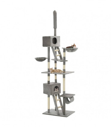 vidaXL Cat Tree with Sisal Scratching Posts 230-260 cm Grey