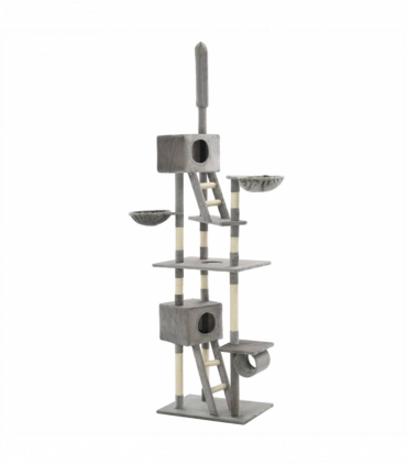 vidaXL Cat Tree with Sisal Scratching Posts 230-260 cm Grey