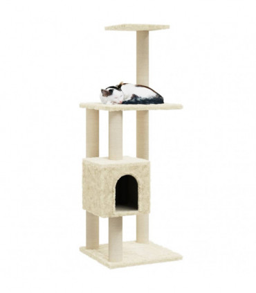 vidaXL Cat Tree with Sisal Scratching Posts Cream 104 cm