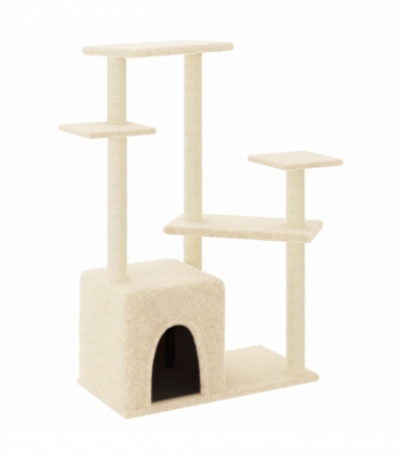 vidaXL Cat Tree with Sisal Scratching Posts Cream 107.5 cm