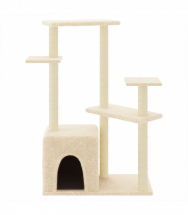 vidaXL Cat Tree with Sisal Scratching Posts Cream 107.5 cm