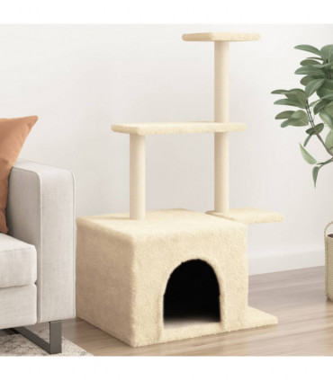 vidaXL Cat Tree with Sisal Scratching Posts Cream 110 cm