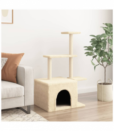 vidaXL Cat Tree with Sisal Scratching Posts Cream 110 cm