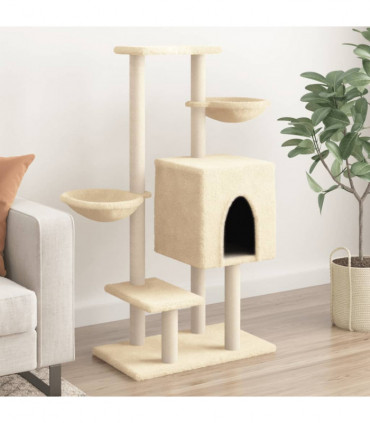 vidaXL Cat Tree with Sisal Scratching Posts Cream 117 cm
