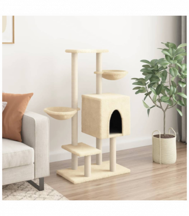 vidaXL Cat Tree with Sisal Scratching Posts Cream 117 cm