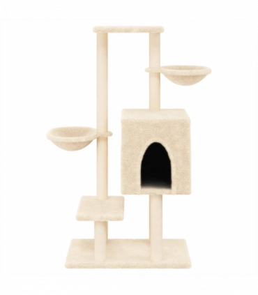 vidaXL Cat Tree with Sisal Scratching Posts Cream 117 cm