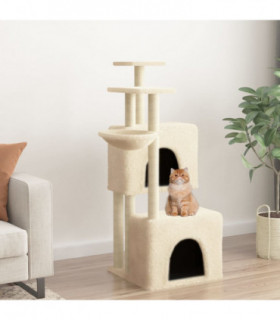 vidaXL Cat Tree with Sisal Scratching Posts Cream 122 cm