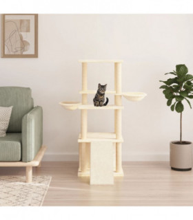 vidaXL Cat Tree with Sisal Scratching Posts Cream 133 cm
