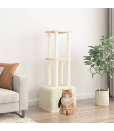 vidaXL Cat Tree with Sisal Scratching Posts Cream 133.5 cm