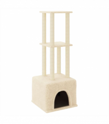 vidaXL Cat Tree with Sisal Scratching Posts Cream 133.5 cm