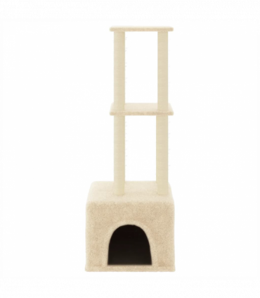 vidaXL Cat Tree with Sisal Scratching Posts Cream 133.5 cm