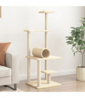 vidaXL Cat Tree with Sisal Scratching Posts Cream 136 cm