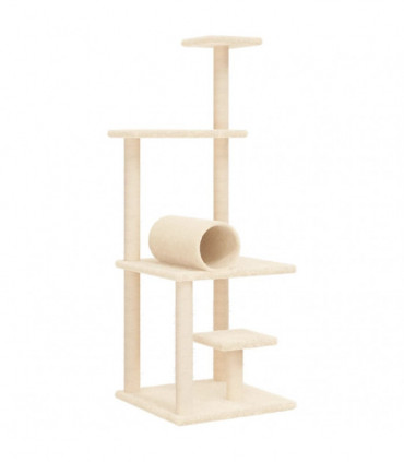 vidaXL Cat Tree with Sisal Scratching Posts Cream 136 cm