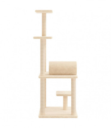 vidaXL Cat Tree with Sisal Scratching Posts Cream 136 cm