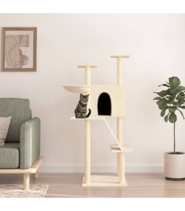 vidaXL Cat Tree with Sisal Scratching Posts Cream 143 cm