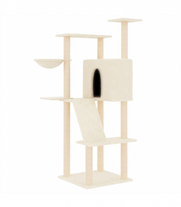 vidaXL Cat Tree with Sisal Scratching Posts Cream 143 cm