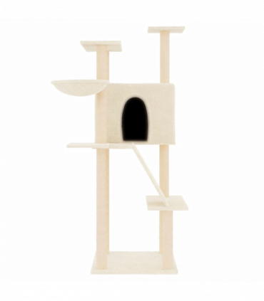 vidaXL Cat Tree with Sisal Scratching Posts Cream 143 cm