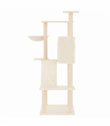vidaXL Cat Tree with Sisal Scratching Posts Cream 143 cm