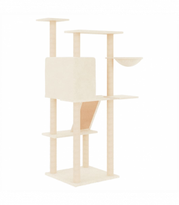 vidaXL Cat Tree with Sisal Scratching Posts Cream 143 cm