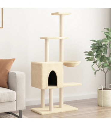 vidaXL Cat Tree with Sisal Scratching Posts Cream 145 cm