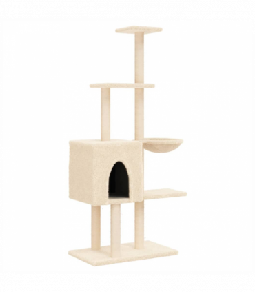 vidaXL Cat Tree with Sisal Scratching Posts Cream 145 cm