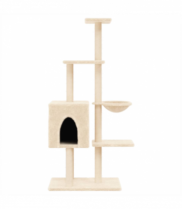vidaXL Cat Tree with Sisal Scratching Posts Cream 145 cm