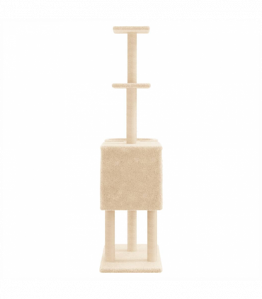vidaXL Cat Tree with Sisal Scratching Posts Cream 145 cm