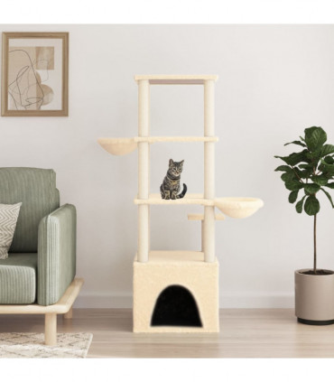 vidaXL Cat Tree with Sisal Scratching Posts Cream 147 cm