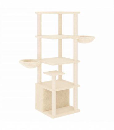 vidaXL Cat Tree with Sisal Scratching Posts Cream 147 cm