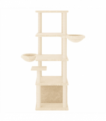 vidaXL Cat Tree with Sisal Scratching Posts Cream 147 cm