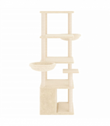 vidaXL Cat Tree with Sisal Scratching Posts Cream 147 cm