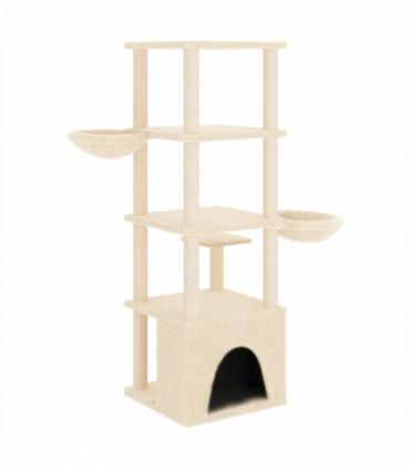 vidaXL Cat Tree with Sisal Scratching Posts Cream 147 cm