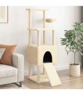 vidaXL Cat Tree with Sisal Scratching Posts Cream 153 cm