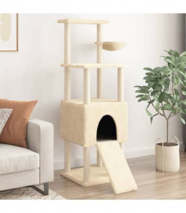 vidaXL Cat Tree with Sisal Scratching Posts Cream 153 cm