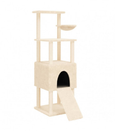 vidaXL Cat Tree with Sisal Scratching Posts Cream 153 cm