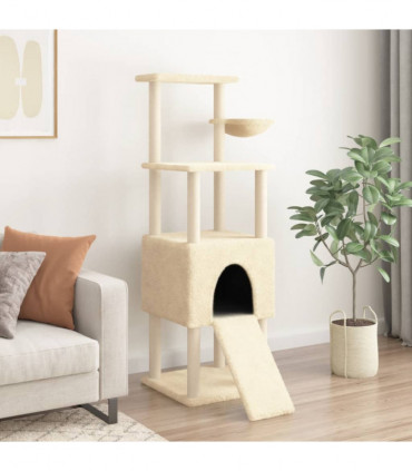 vidaXL Cat Tree with Sisal Scratching Posts Cream 153 cm