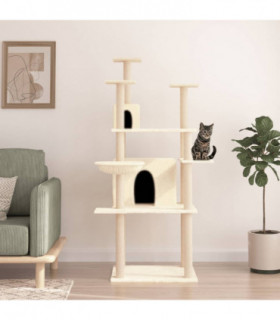 vidaXL Cat Tree with Sisal Scratching Posts Cream 166 cm