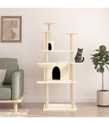 vidaXL Cat Tree with Sisal Scratching Posts Cream 166 cm