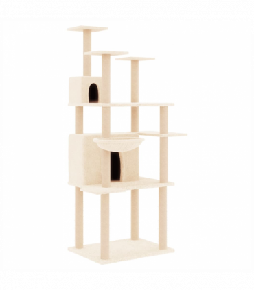 vidaXL Cat Tree with Sisal Scratching Posts Cream 166 cm