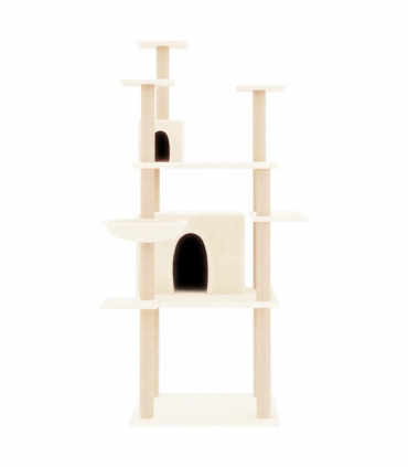 vidaXL Cat Tree with Sisal Scratching Posts Cream 166 cm
