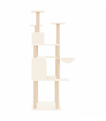 vidaXL Cat Tree with Sisal Scratching Posts Cream 166 cm