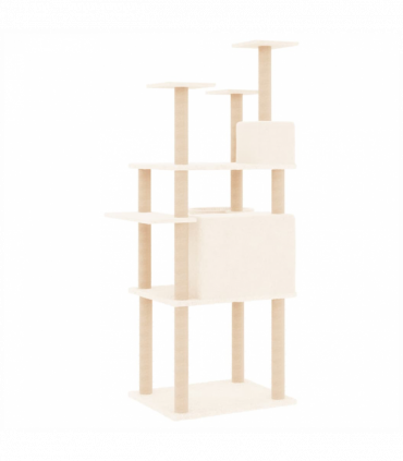 vidaXL Cat Tree with Sisal Scratching Posts Cream 166 cm