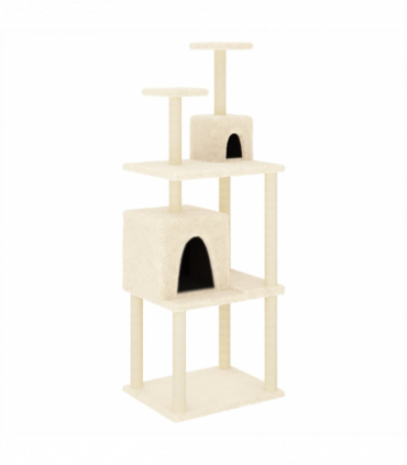 vidaXL Cat Tree with Sisal Scratching Posts Cream 167 cm
